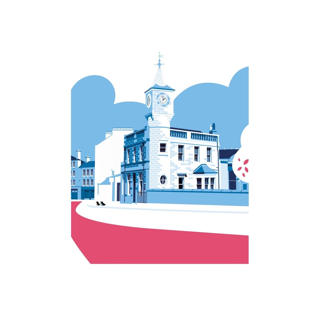 Edinburgh card or postcard featuring an illustration of Stockbridge from Deanhaugh Street.