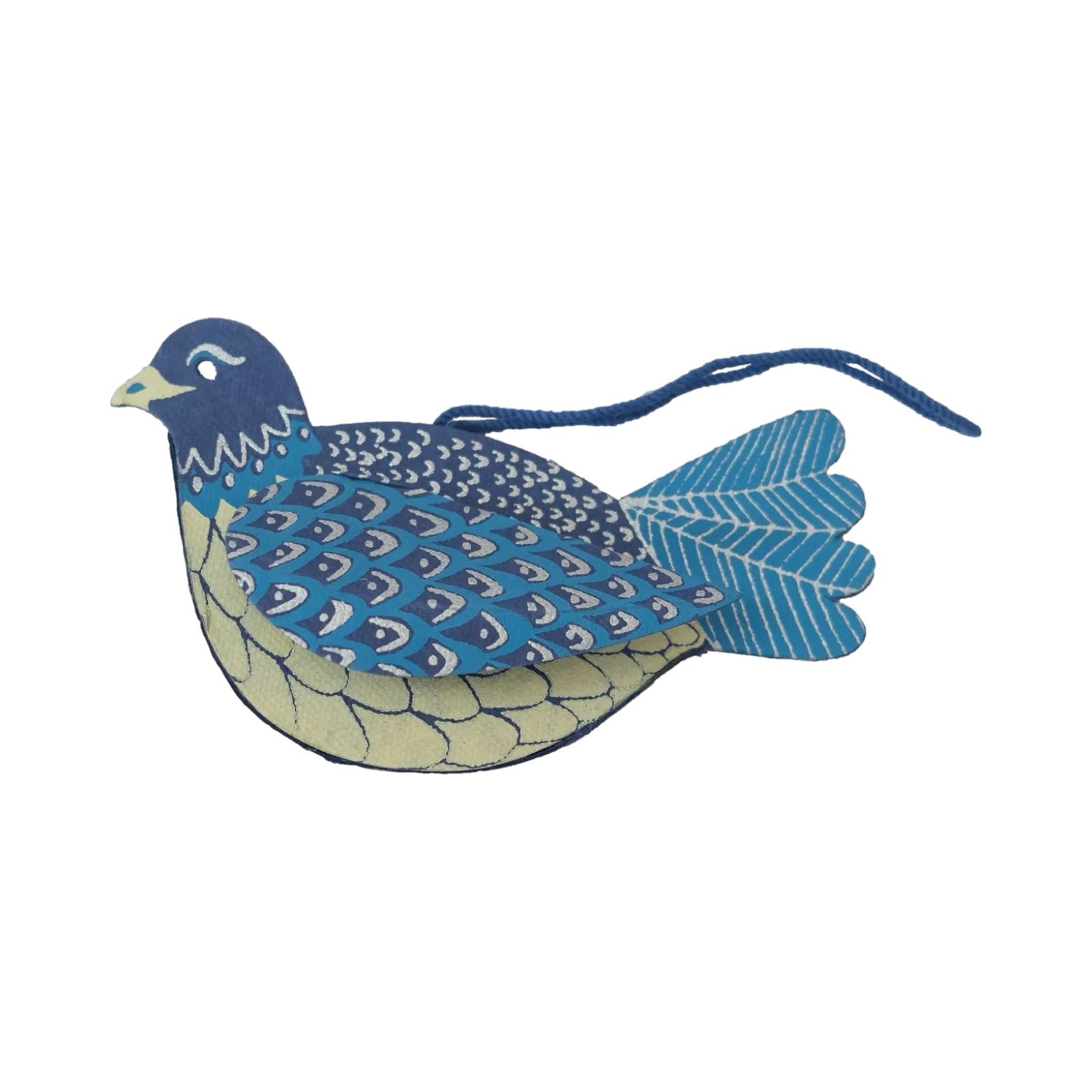 Blue 3D dove cardboard Christmas decoration.