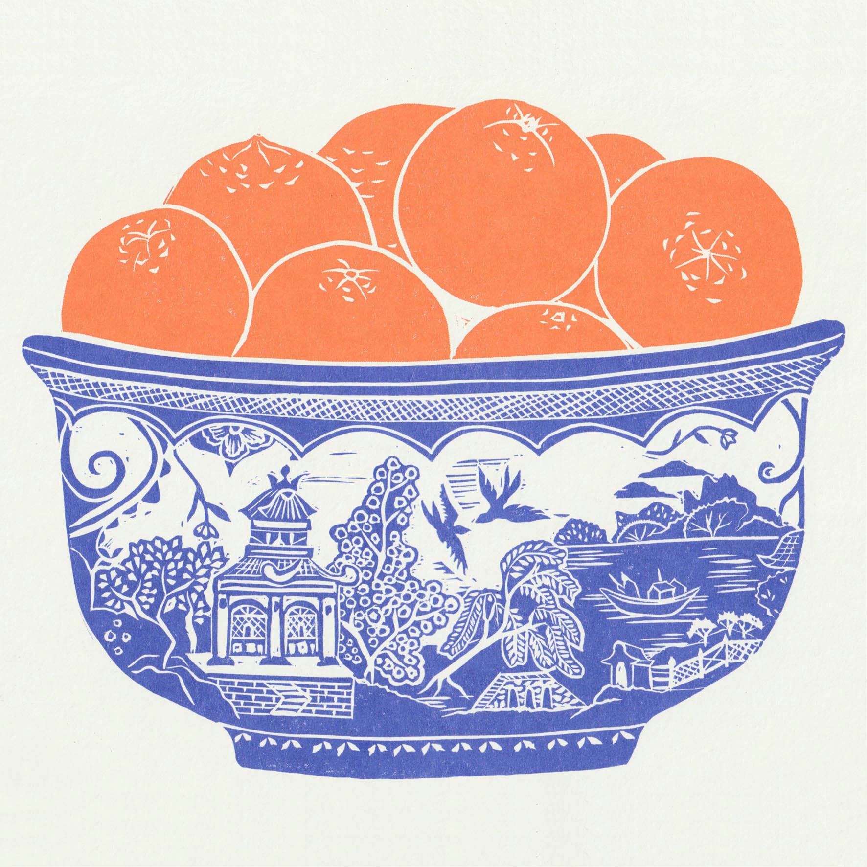 Willow Orange Bowl Print