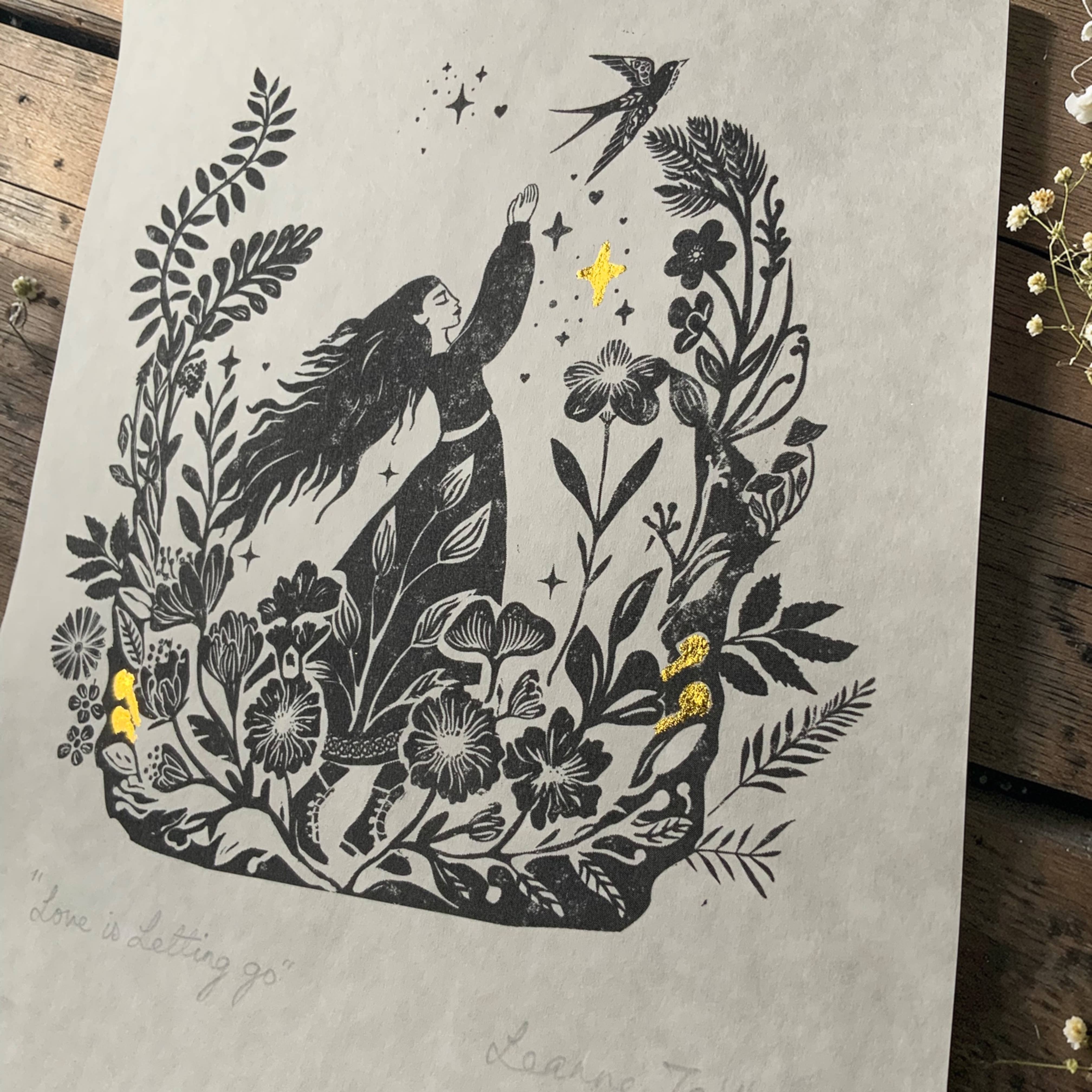 Whimsical Girl Folk Print