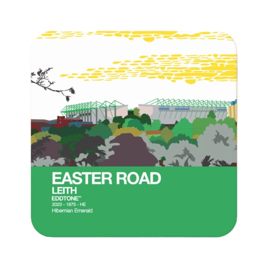 Coaster featuring an illustration of the Easter Road Stadium, Hibs, Edinburgh
