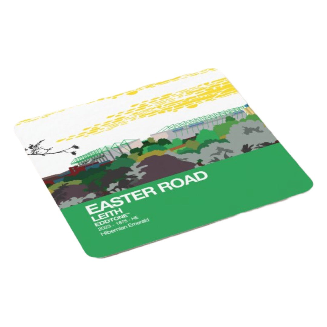 Coaster featuring an illustration of the Easter Road Stadium, Hibs, Edinburgh. Designed as part of the 'Eddtone' collection.
Designed in Edinburgh by Eddscape and printed in the UK.