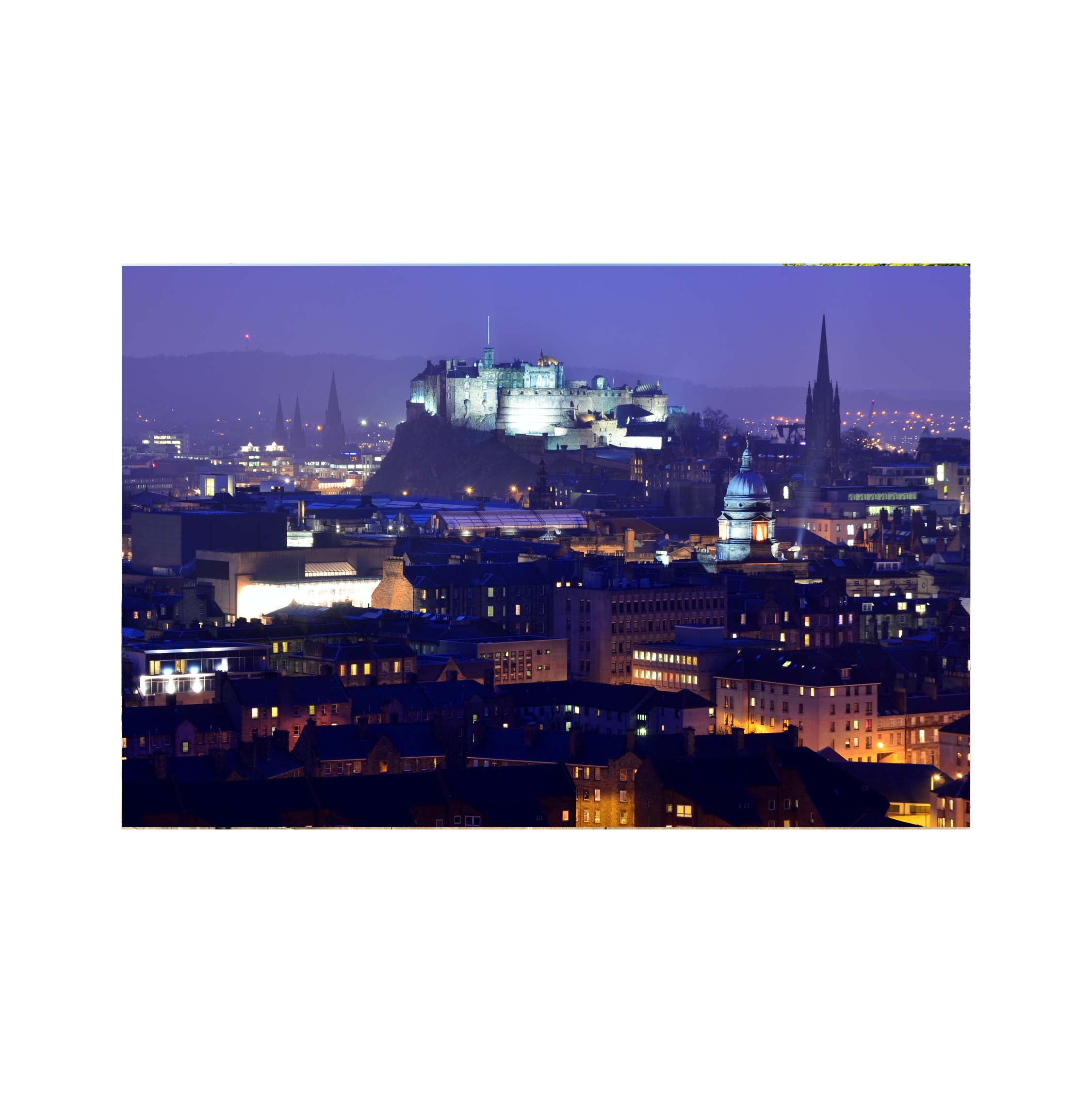 An image of Edinburgh Castle at night.