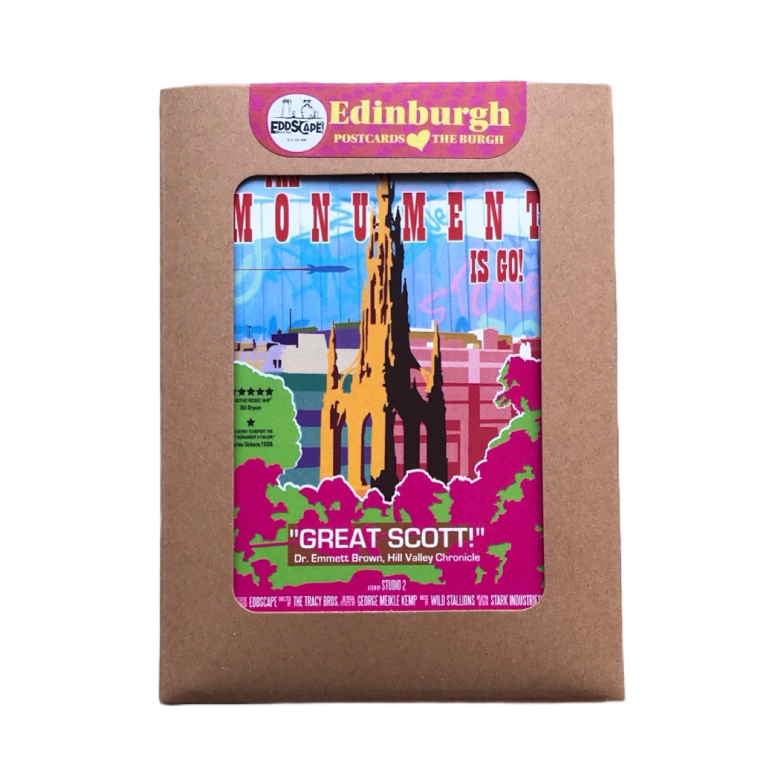 The front of a packet of Edinburgh movie postcards