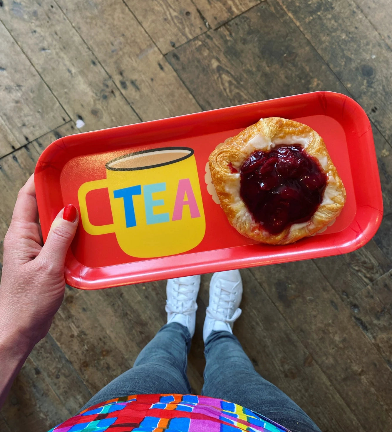 Tea and Biscuits Melamine Tray Red