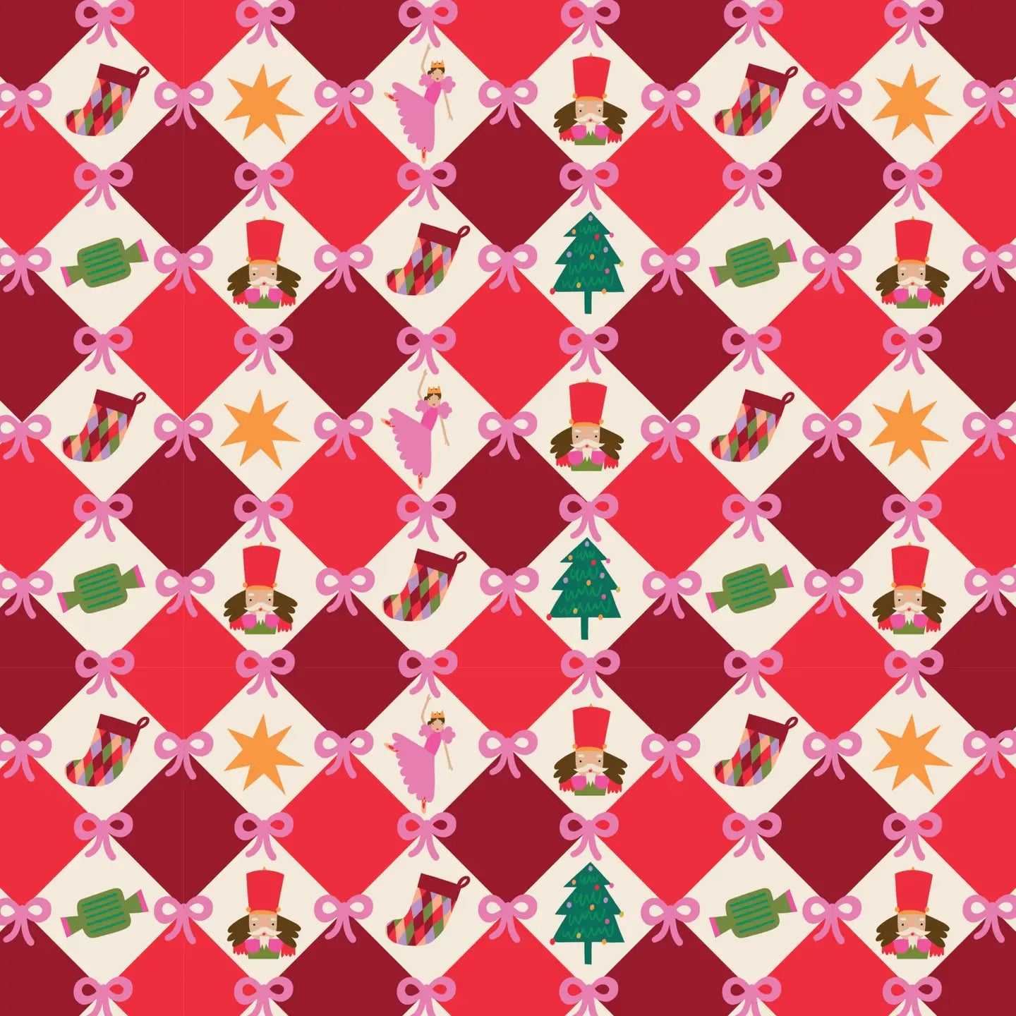 Harlequin Christmas Gift Wrap Roll