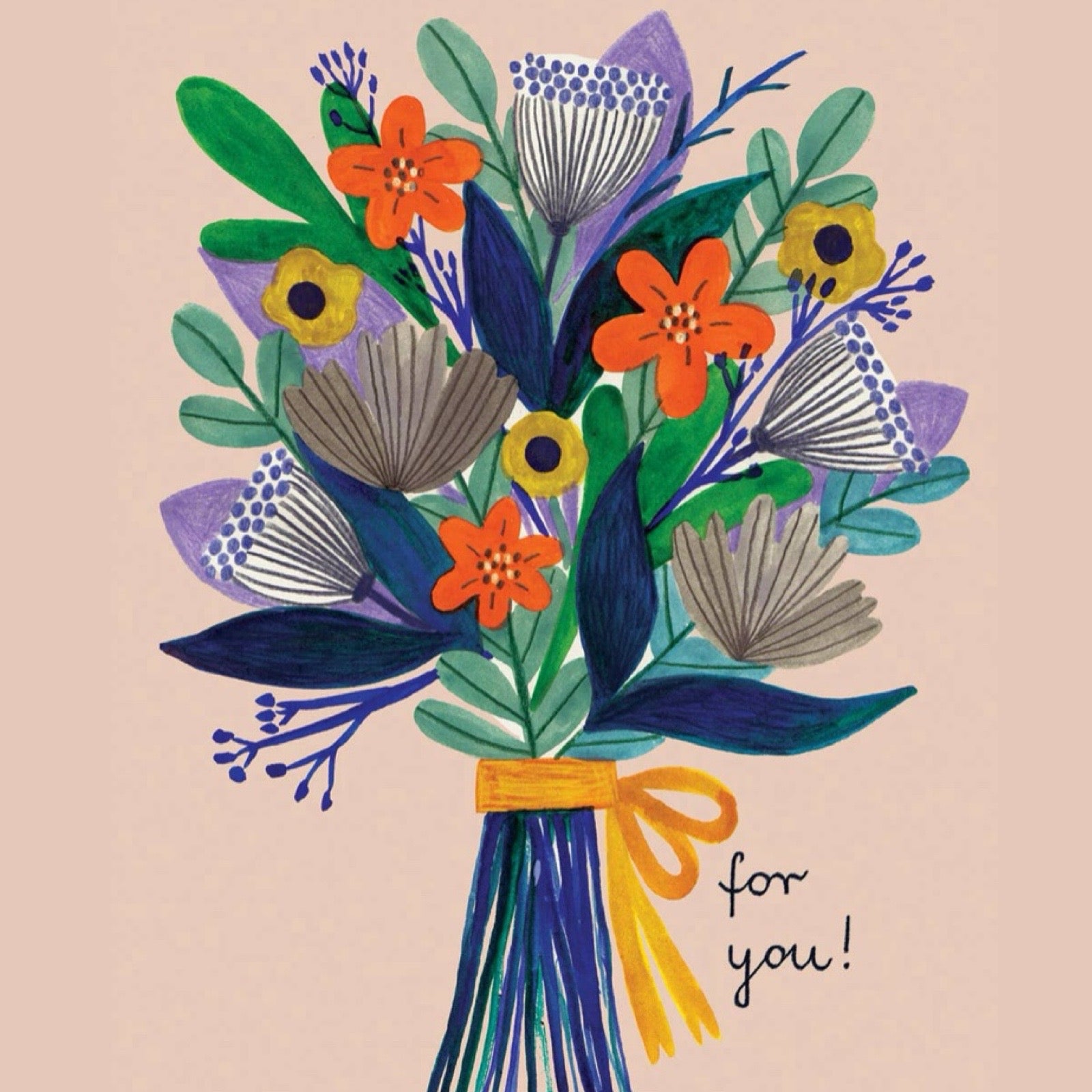Flowers for you card close up.