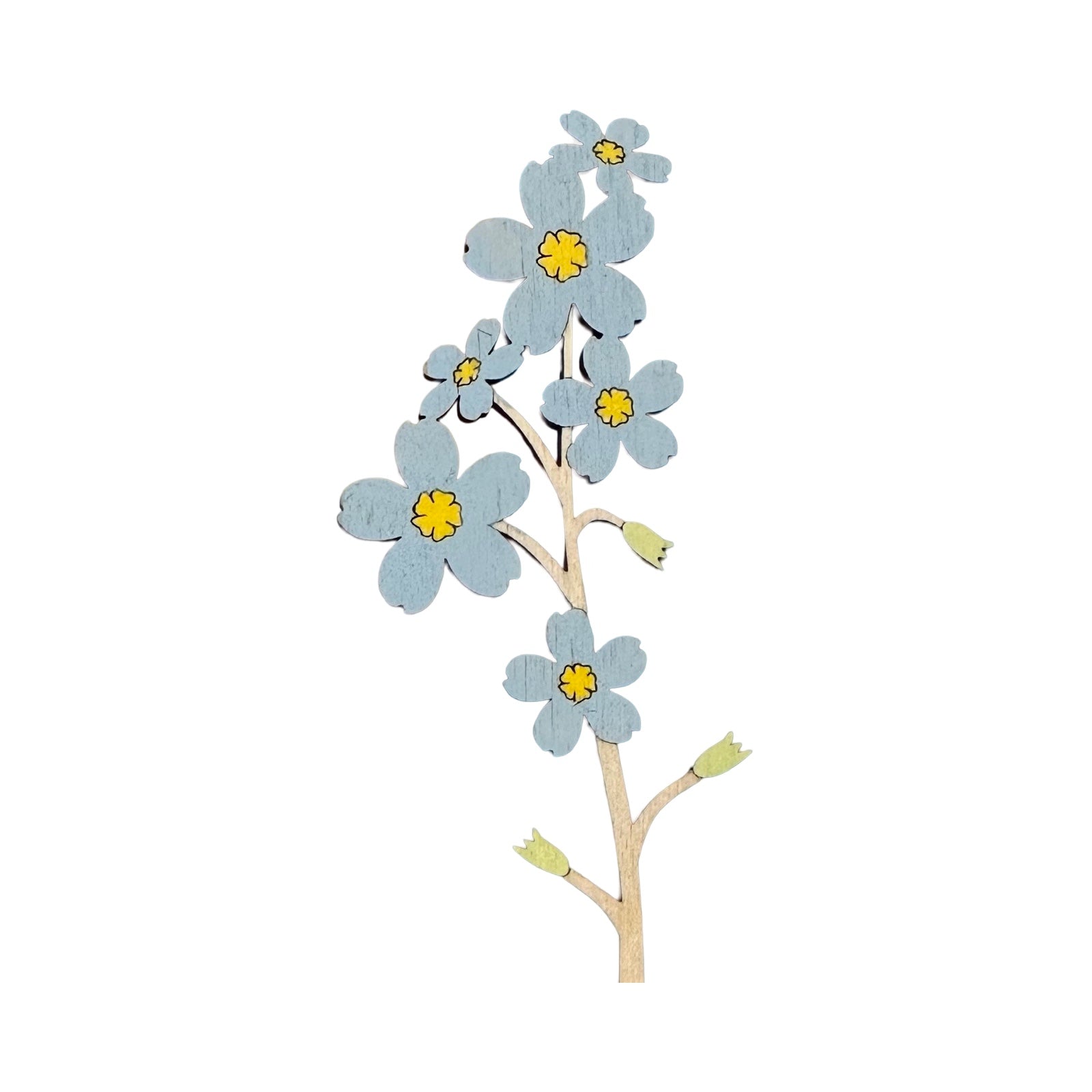 A forget-me-not wooden flower.