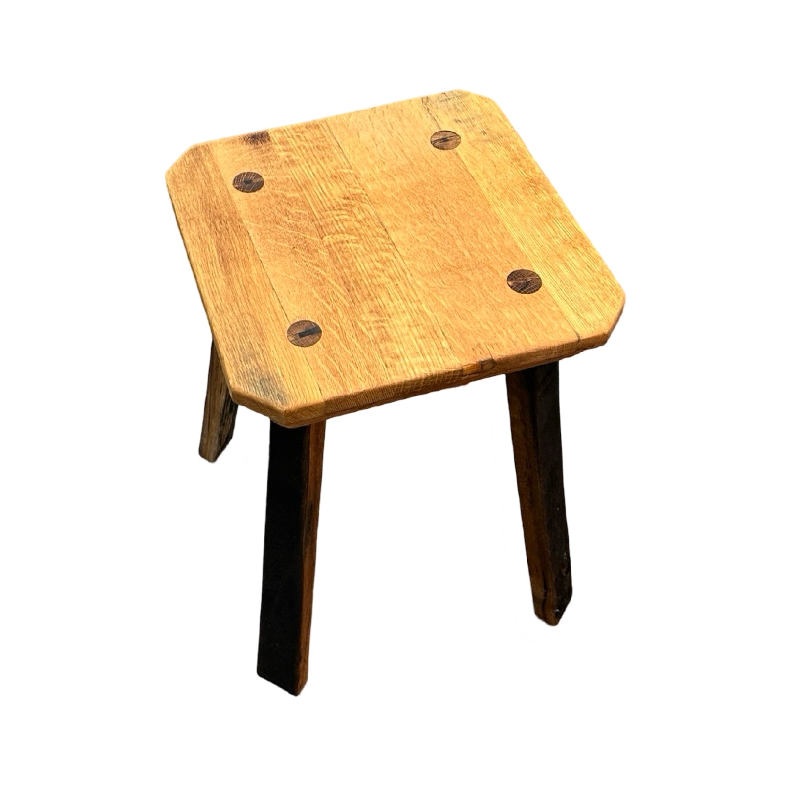 wooden stool made form whisky barrels.