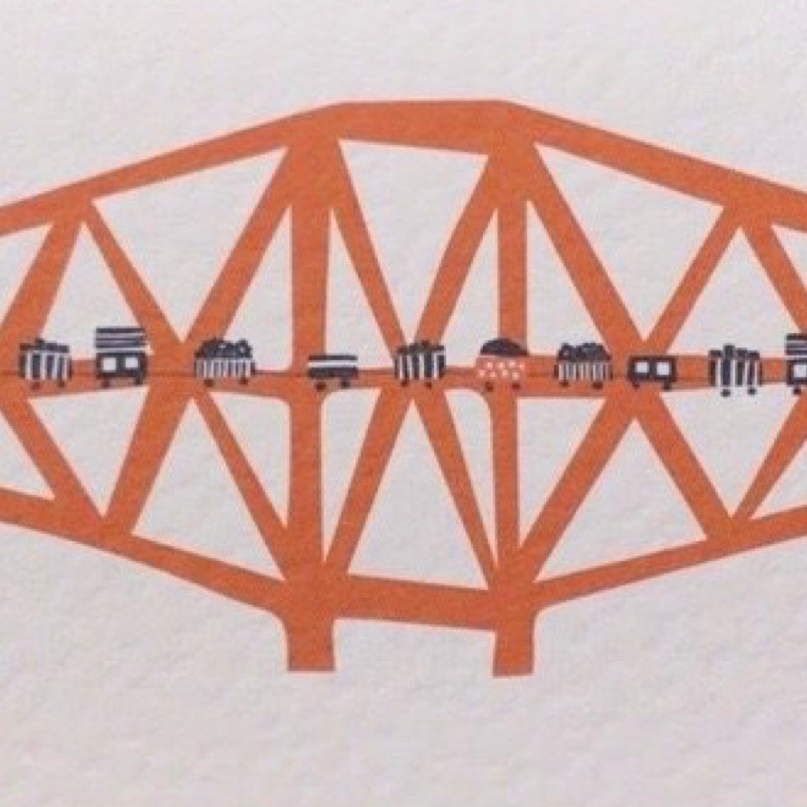 Forth rail bridge card close up.