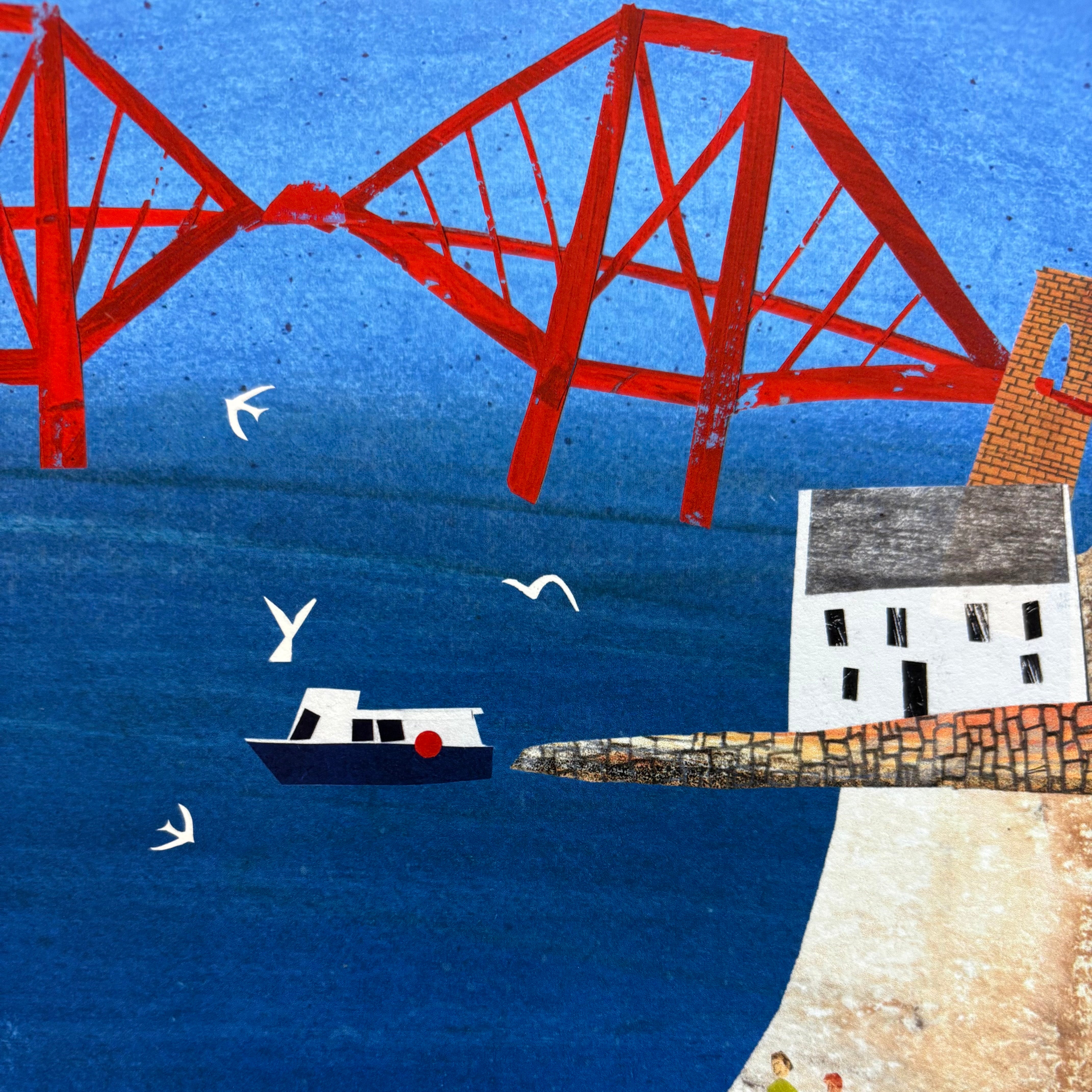 Print of an original artwork featuring the Forth Rail Bridge at South Queensferry.