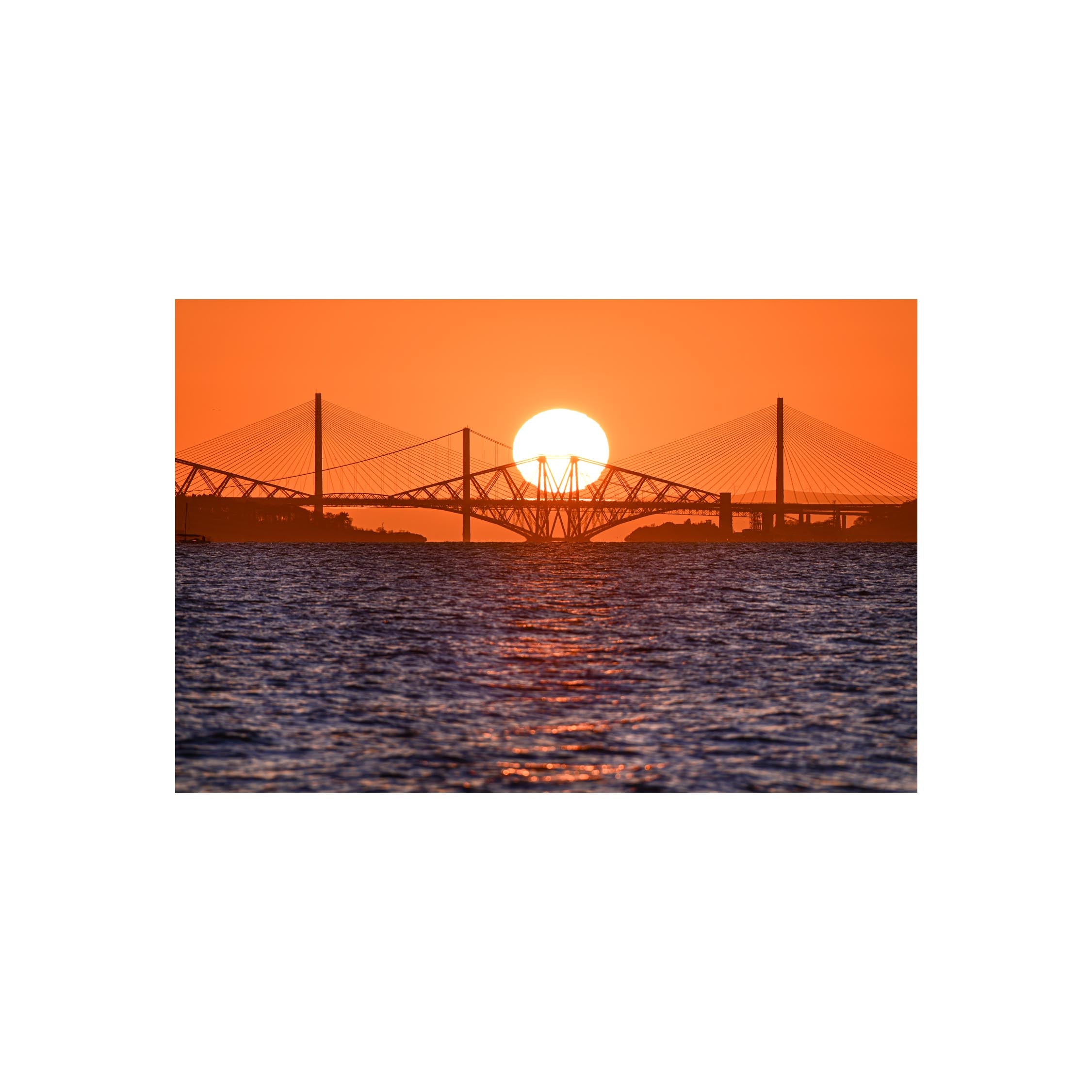 An unmounted image of the three bridges over the Forth taken from Newhaven, Edinburgh.