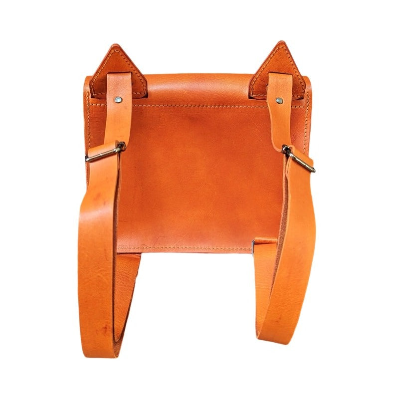 Gorgeous foxy leather backpack with a fox face complete with ears.