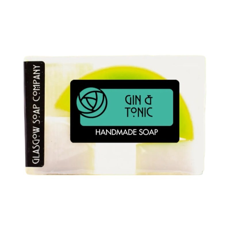 A bar of handmade gin and tonic soap.