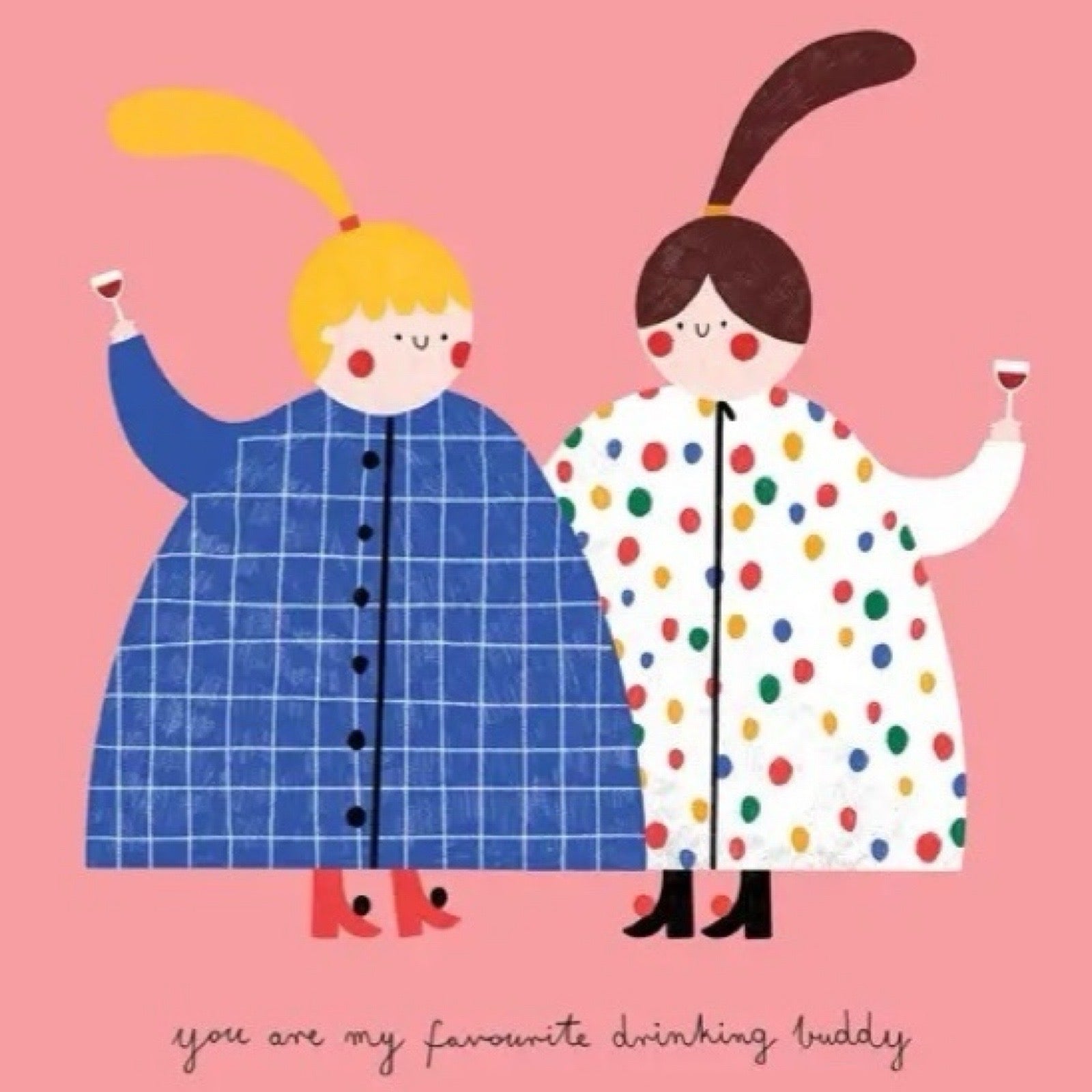 Drinking buddies card close up.