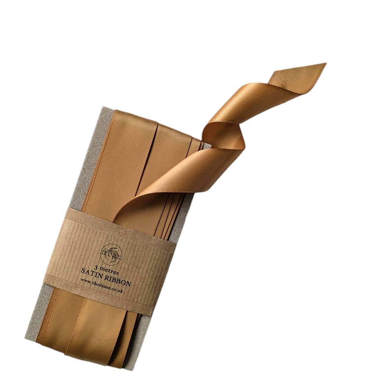 Gold double-faced satin silk ribbon.