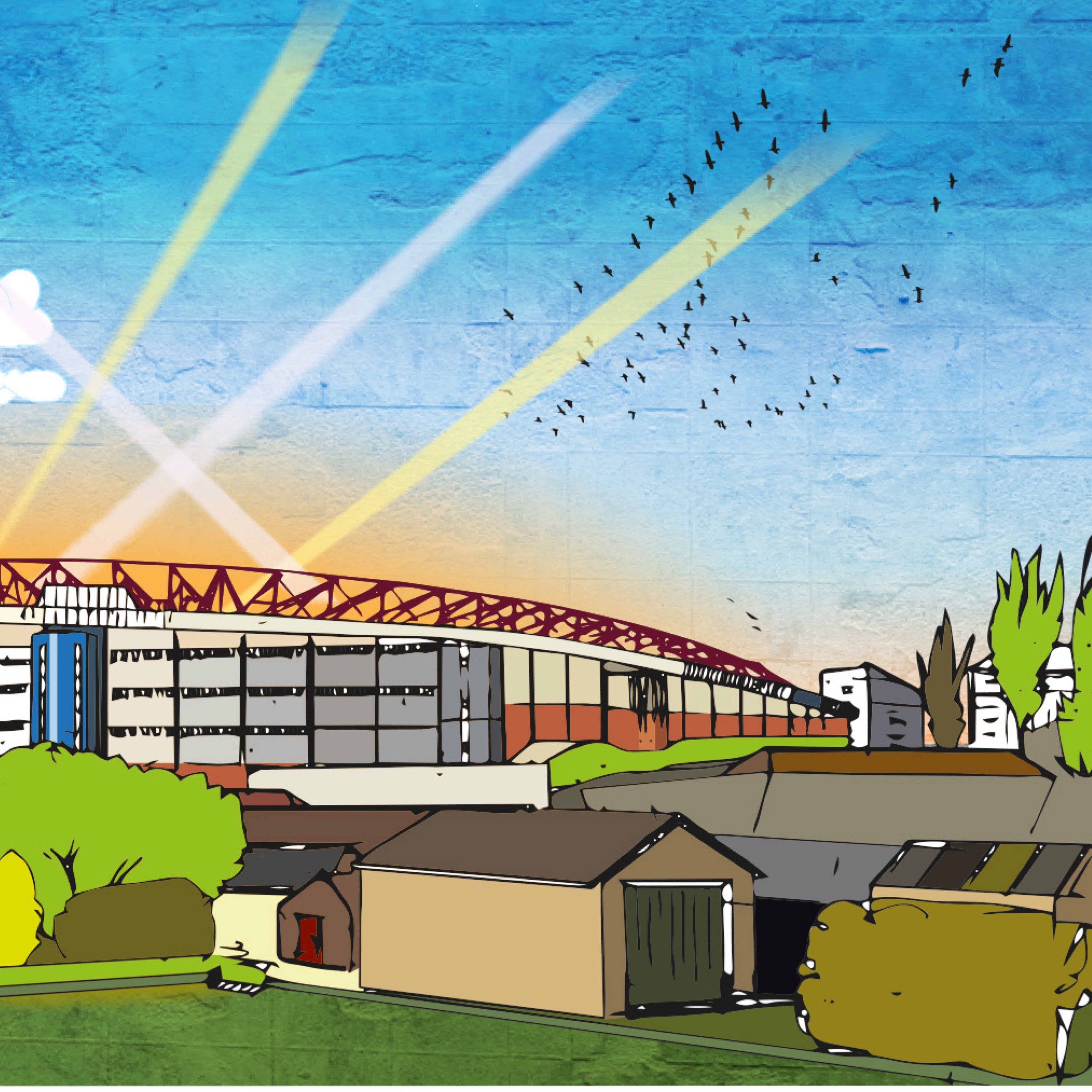 This is a panoramic print in a 20x10inch Mount illustrating the Hampden Park, the home of the Scottish national football team.