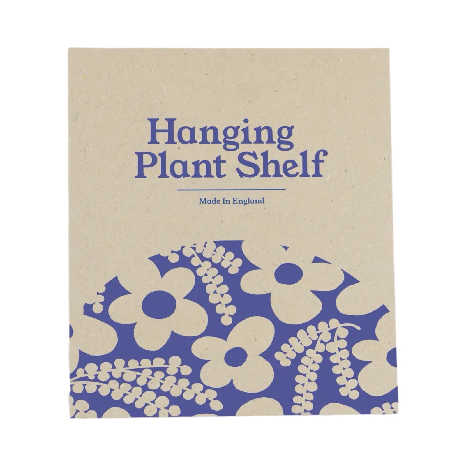 The box for a hanging plant shelf in blue.
