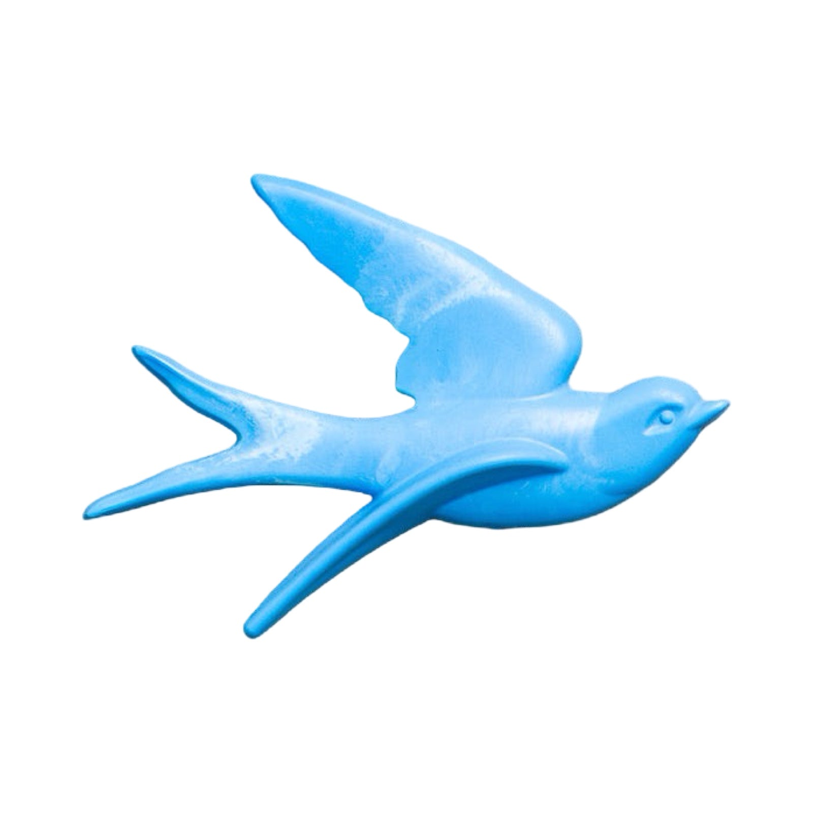 Blue ceramic swallow on a white background.