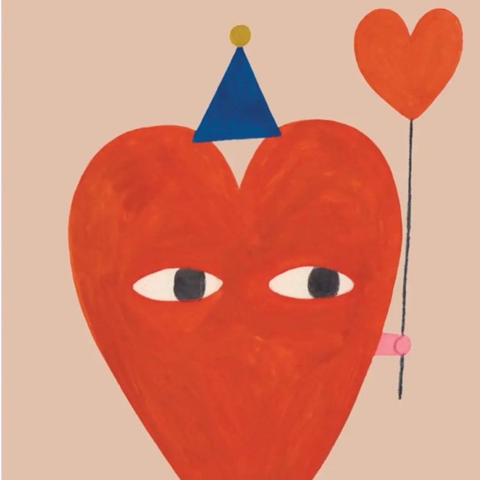 Heart balloon card close up.