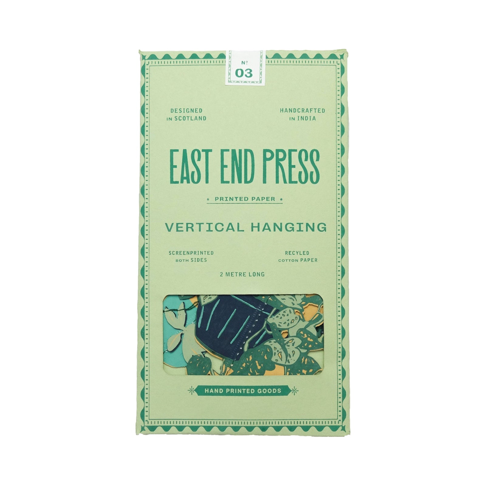 A green paper packet for a house plant vertical paper garland.