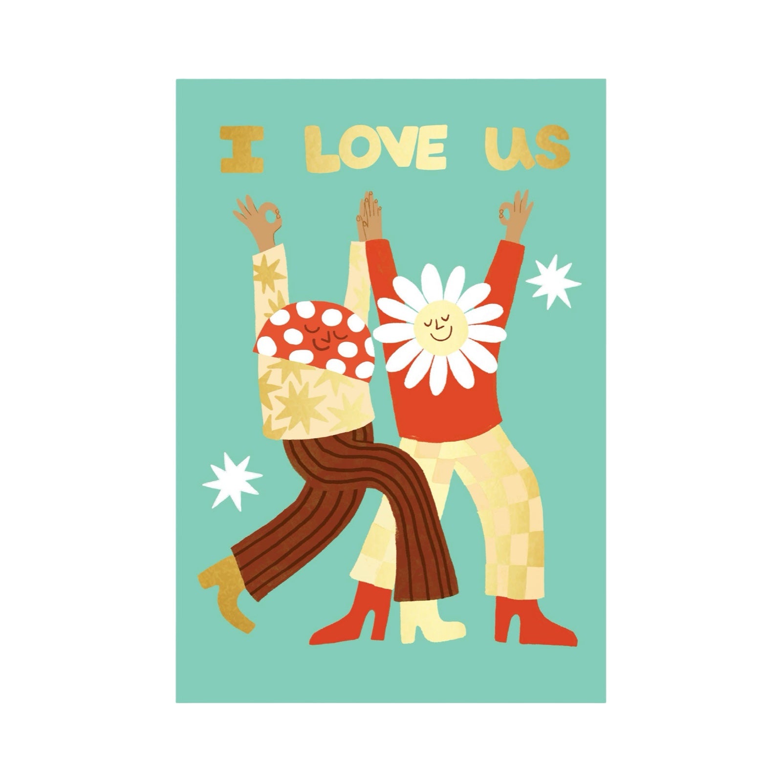 Card featuring two people dancing and the text 'I Love Us' written above.