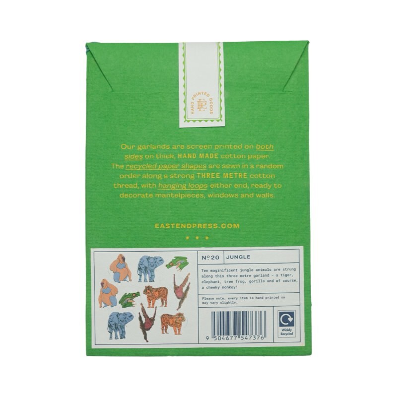 The back of a green paper packet for a jungle paper garland.