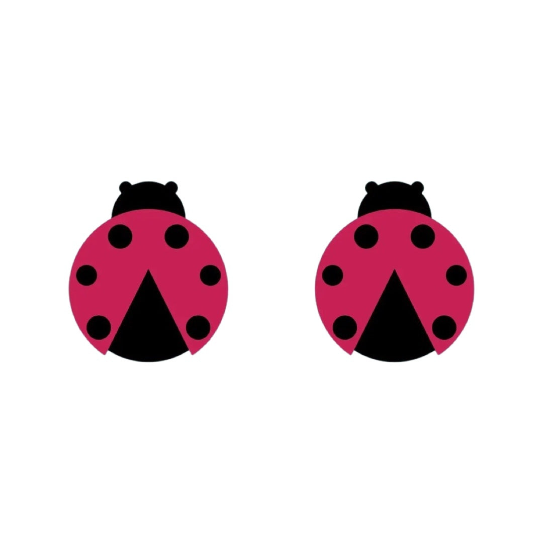 Gorgeous ladybird wooden stud earrings made from sustainably sourced birch plywood and stainless steel posts.