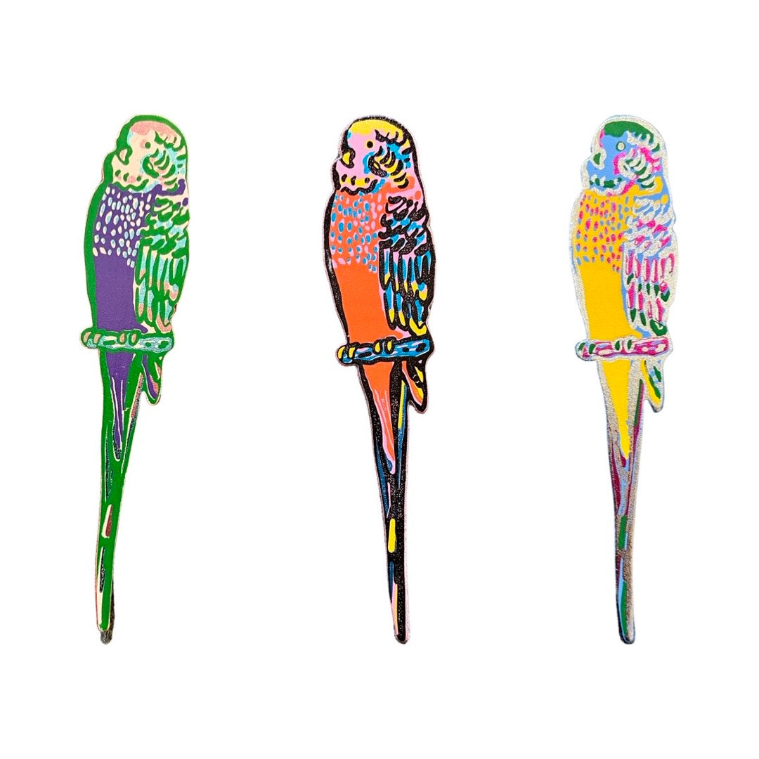 Budgie Leather Bookmark