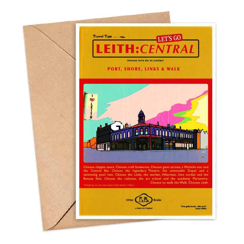 Card featuring the old Leith Central station at the bottom of Leith Walk in Edinburgh