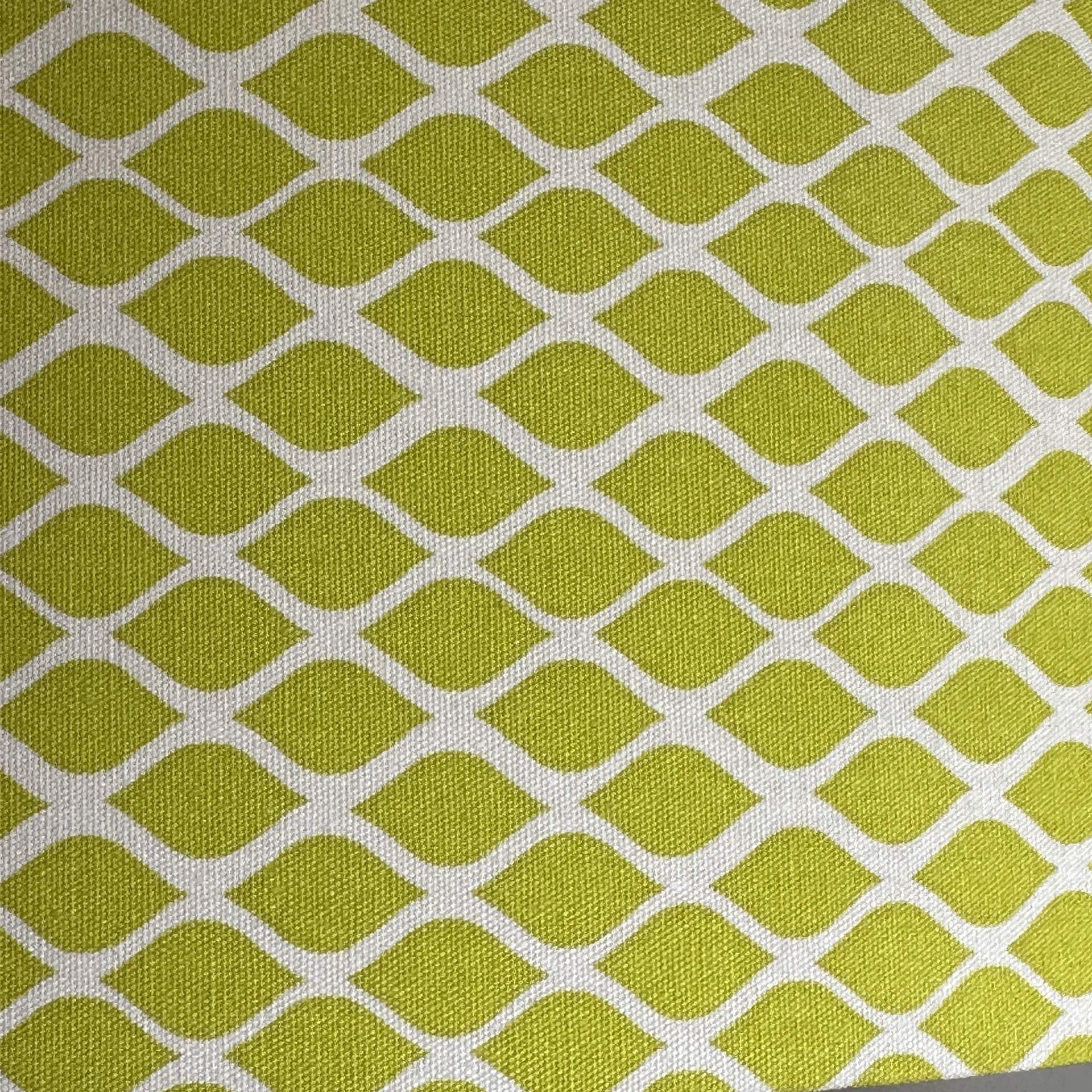 Lime canvas fabric with a white diamond pattern