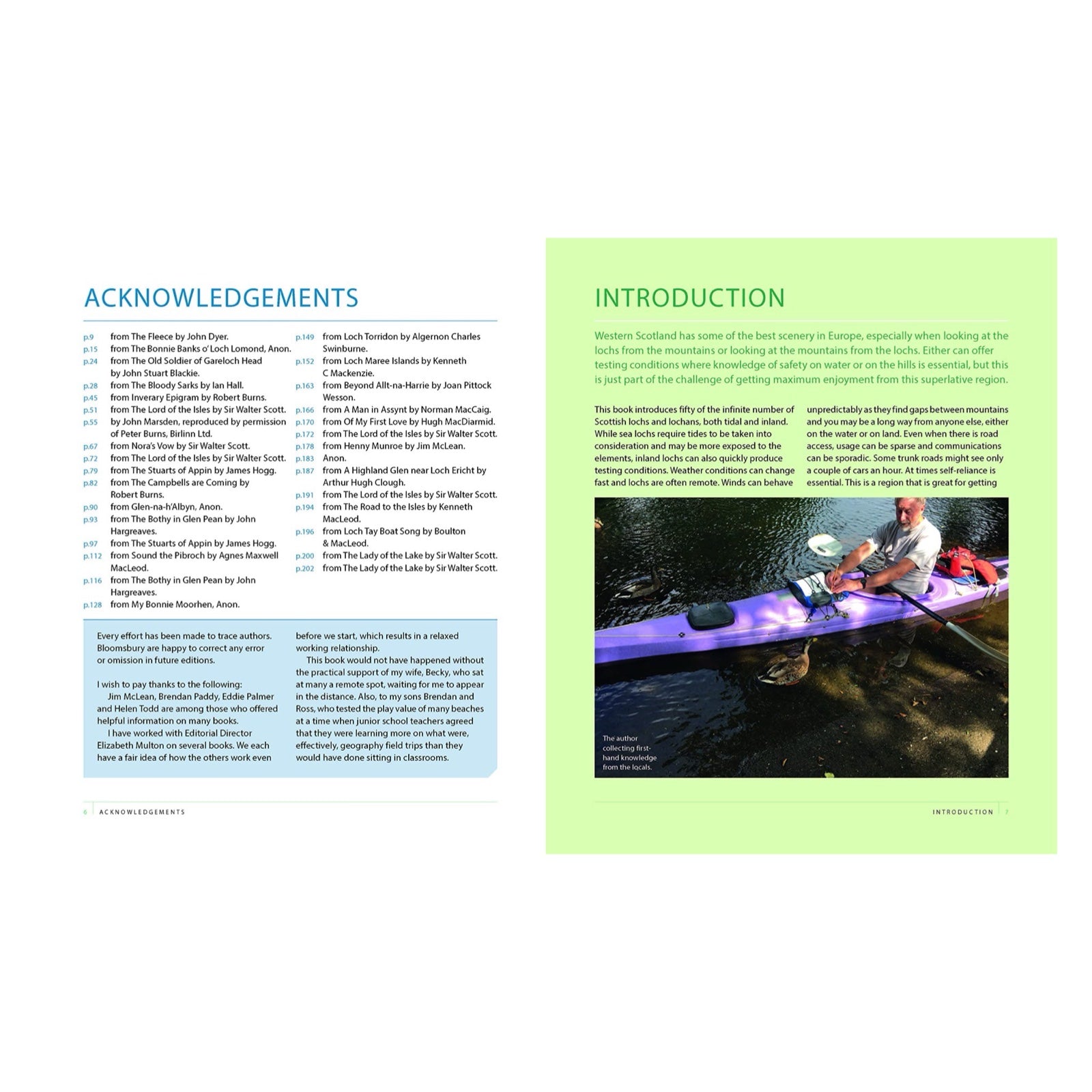 Inside of Lochs of Scotland book, introduction page.