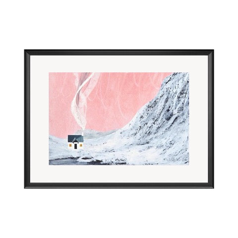 High quality giclée print of an original artwork of the Lodge at the Buachaille, Glen Etive.