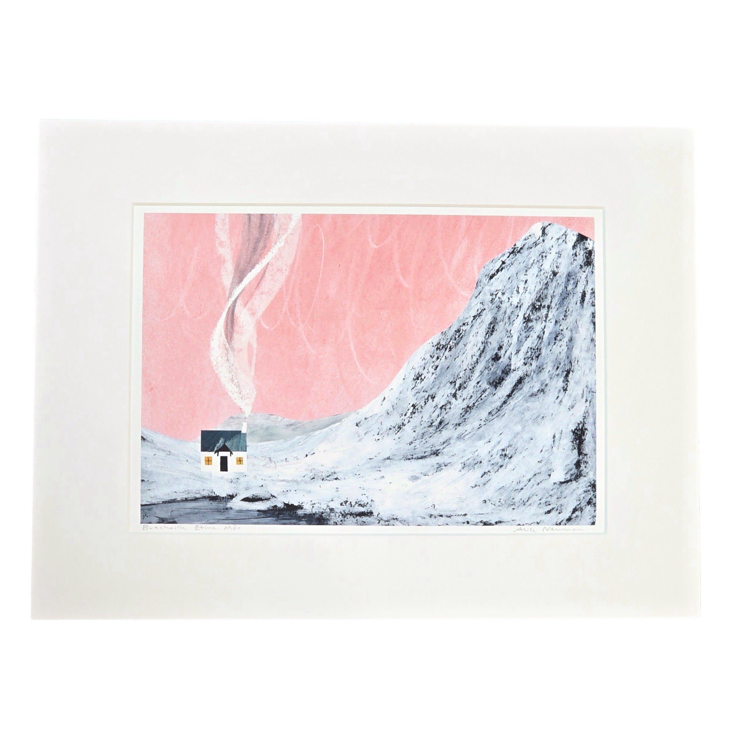 High quality giclée print of an original artwork of the Lodge at the Buachaille, Glen Etive.