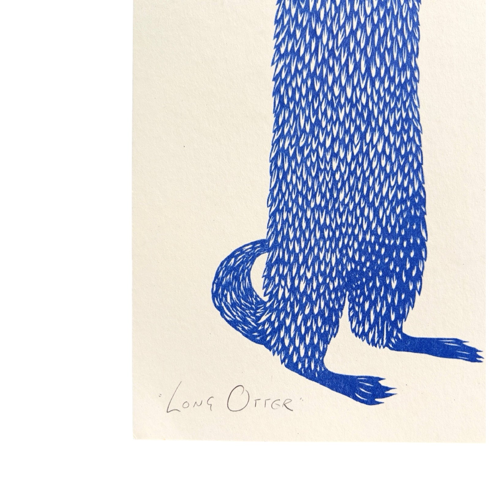 This risograph print features a blue standing otter.