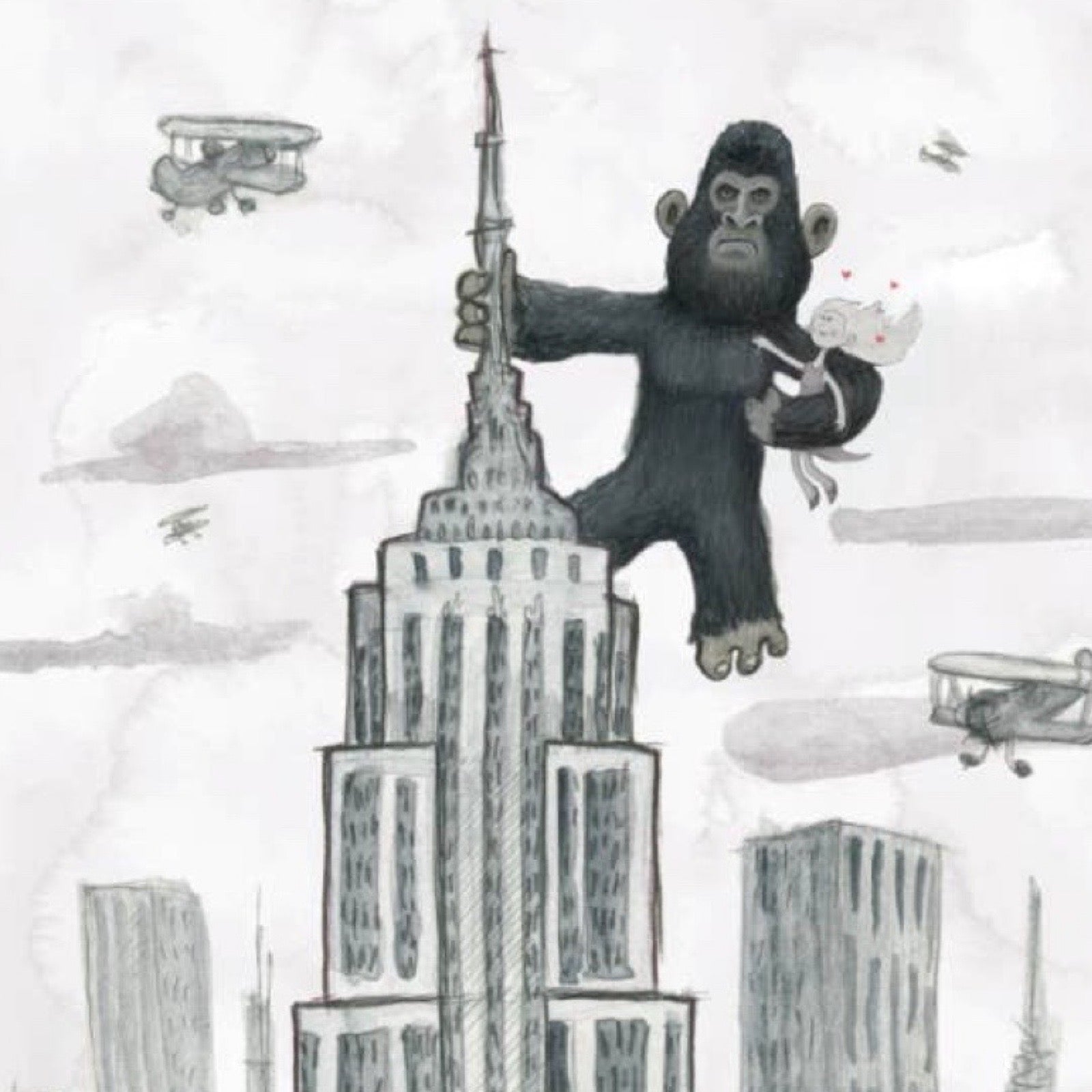 'Me Like You' card with King Kong at the top of the Empire State building.