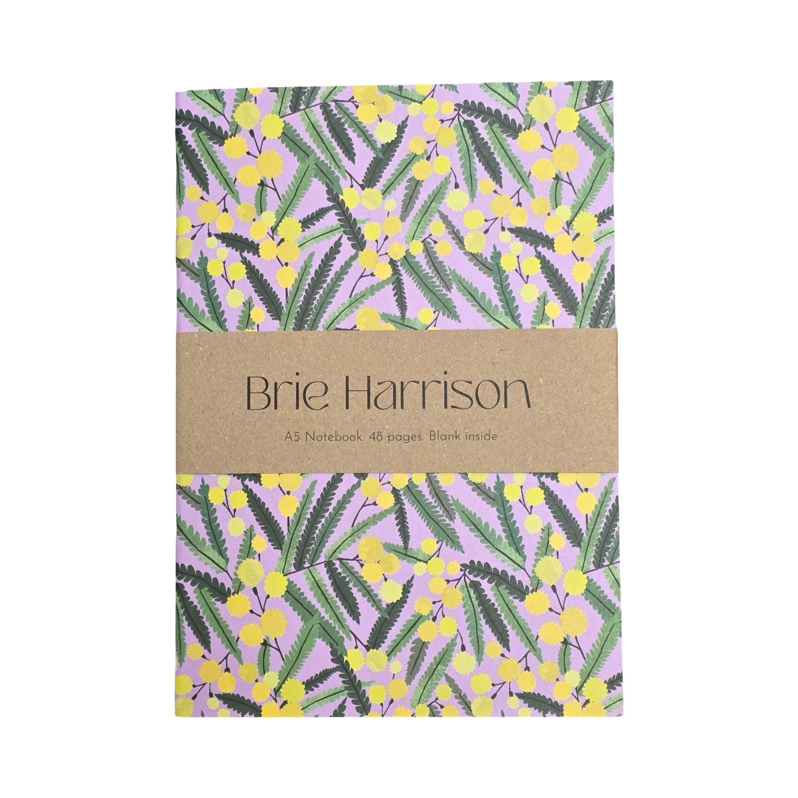 Notebook with floral design and 'Brie Harrison' branding on a white background.