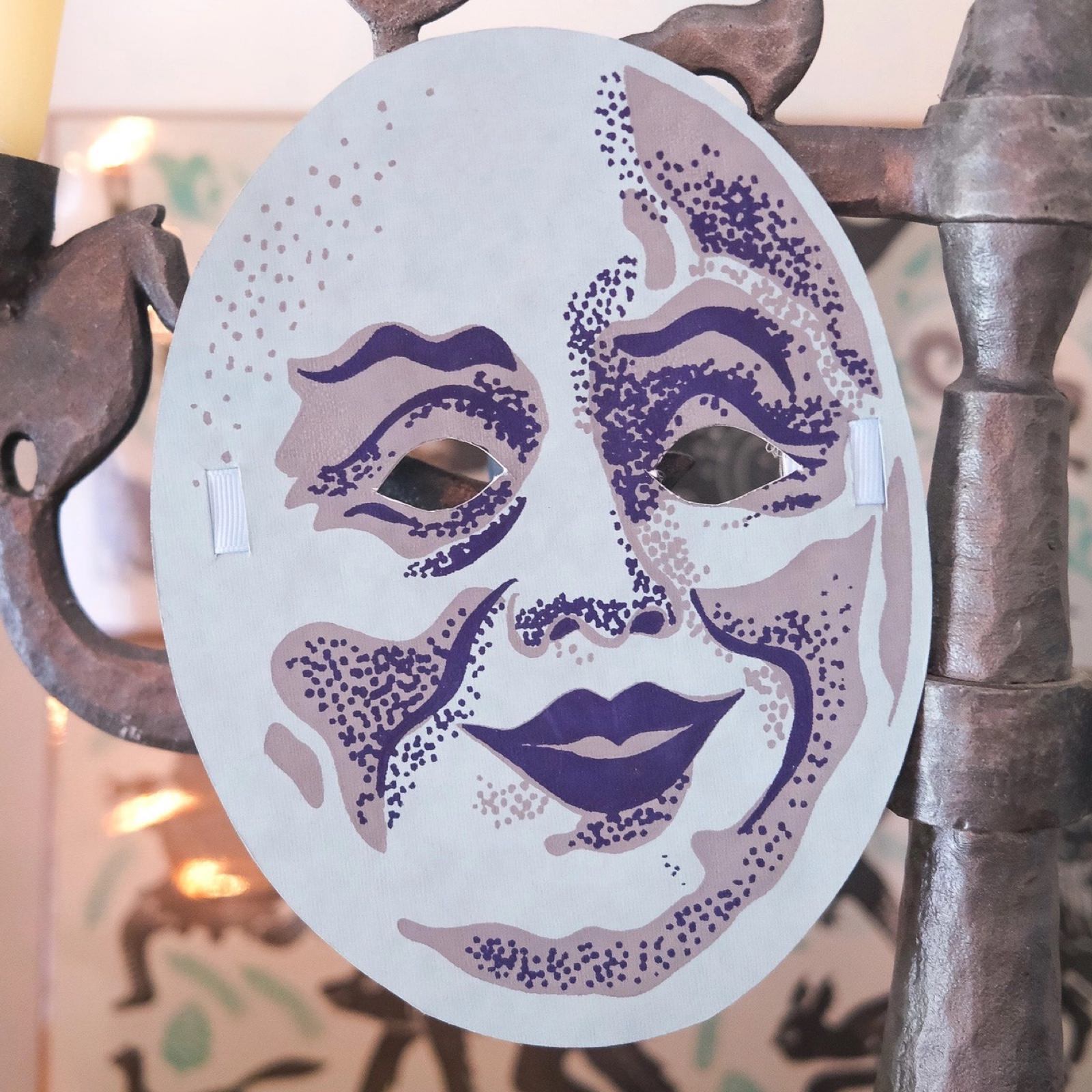 Grey moon halloween face mask