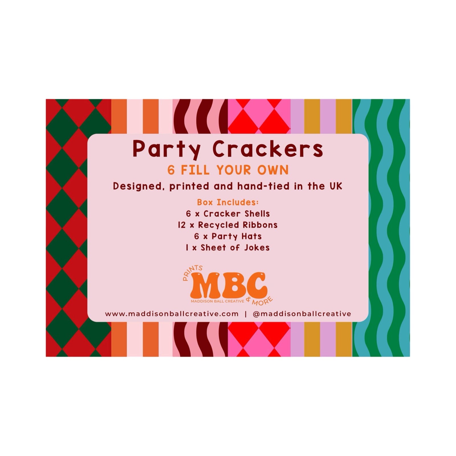 A box of bright and colourful Christmas crackers