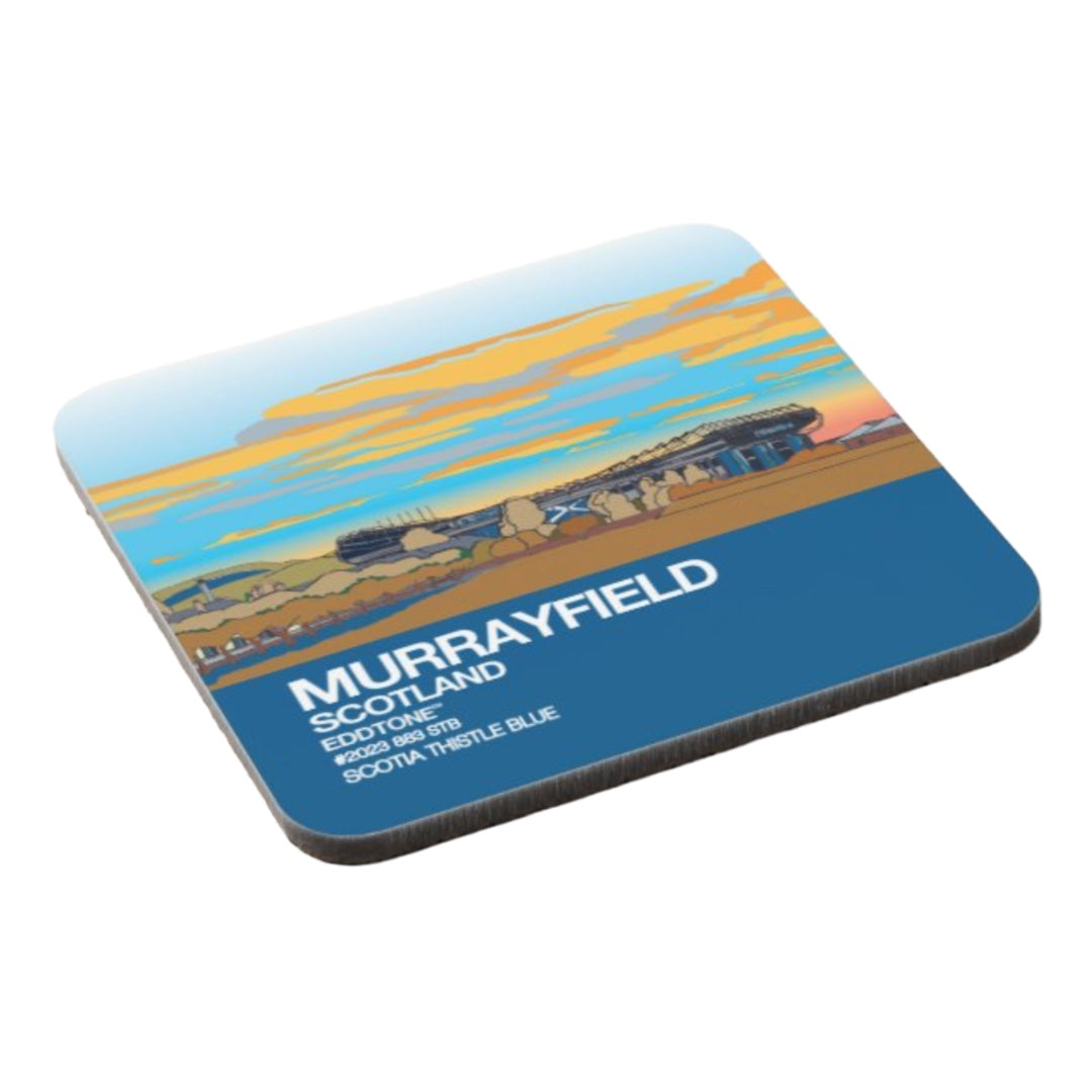 Coaster featuring an illustration of the Murrayfield Stadium, Edinburgh