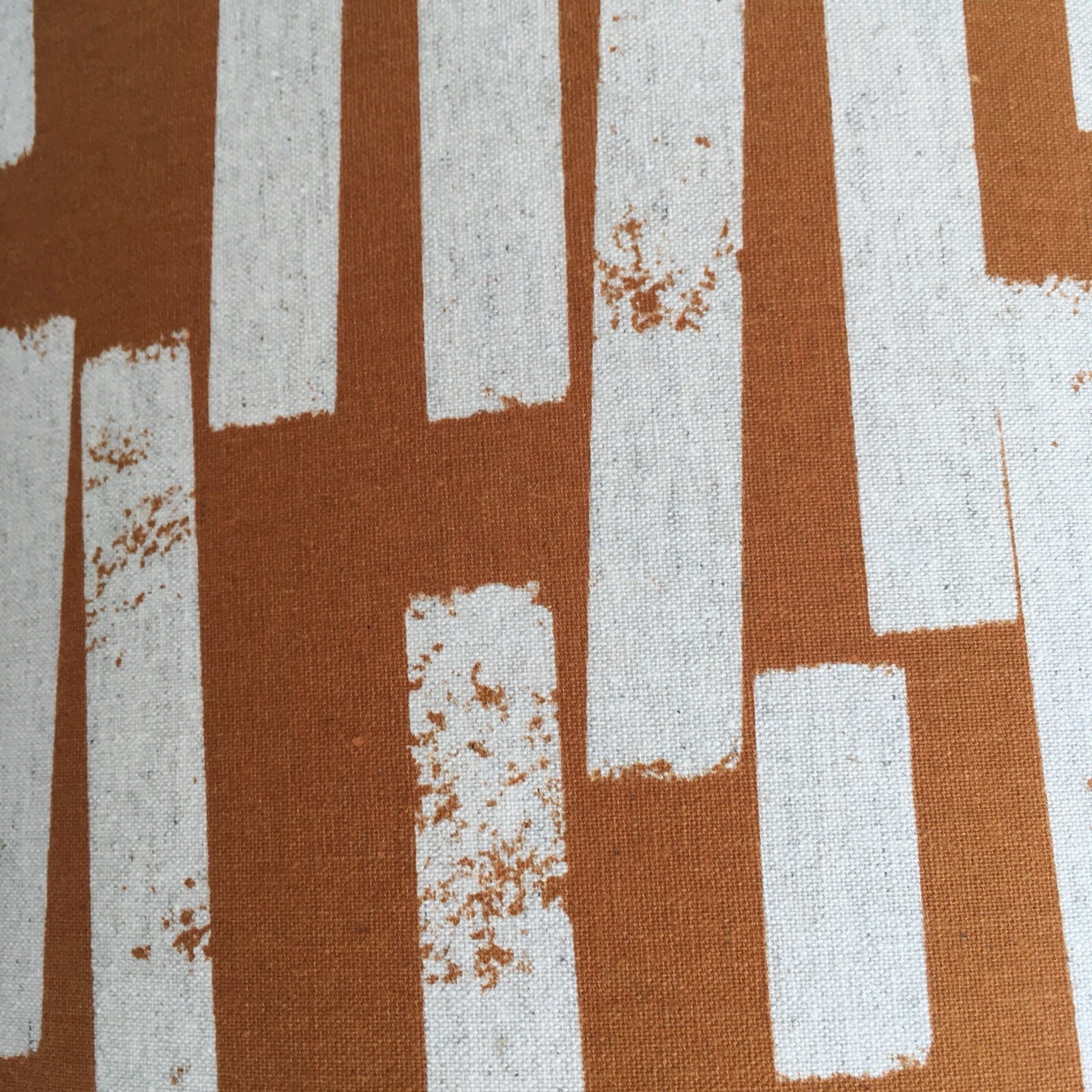 Mustard canvas fabric with cream dashes