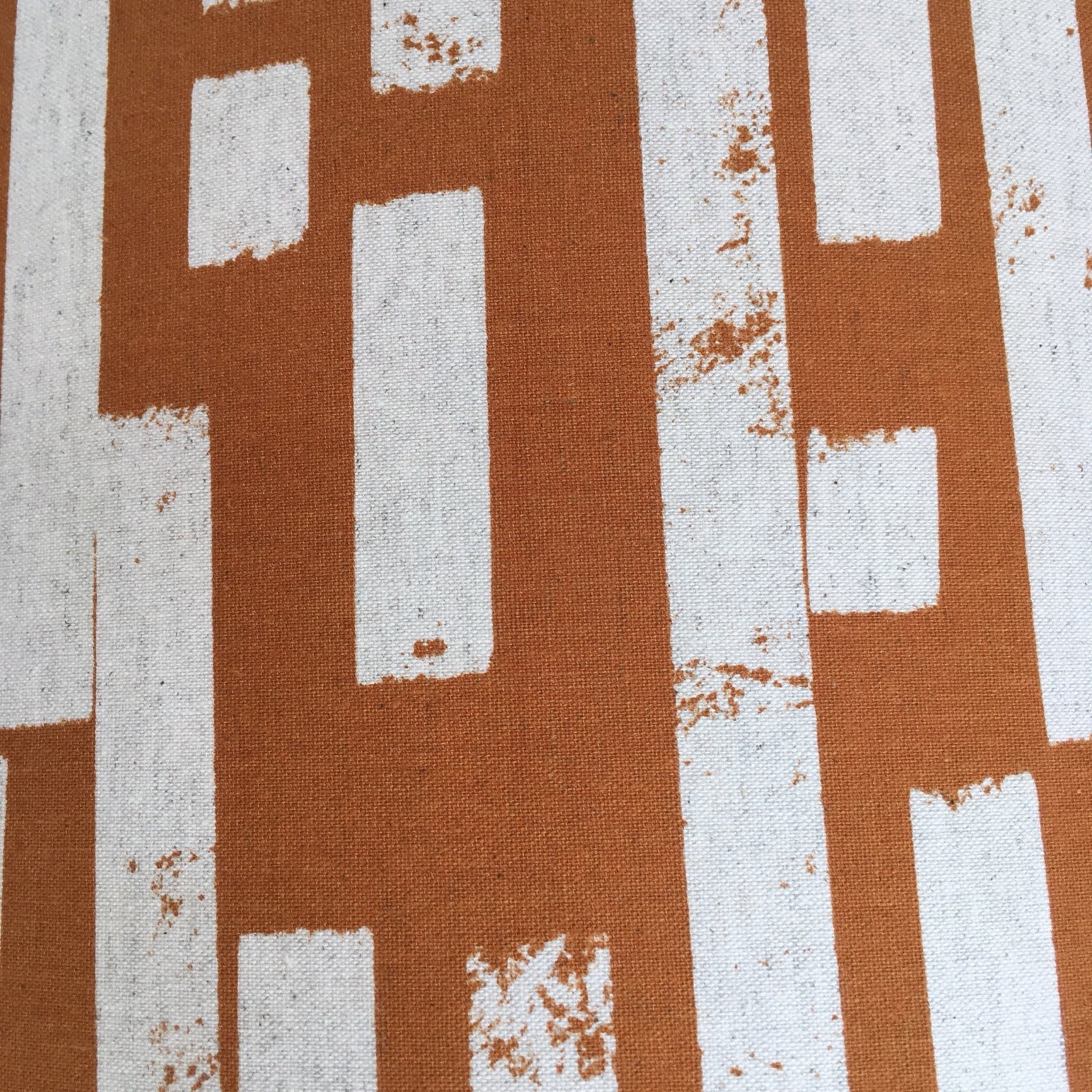 Mustard canvas fabric with cream dashes