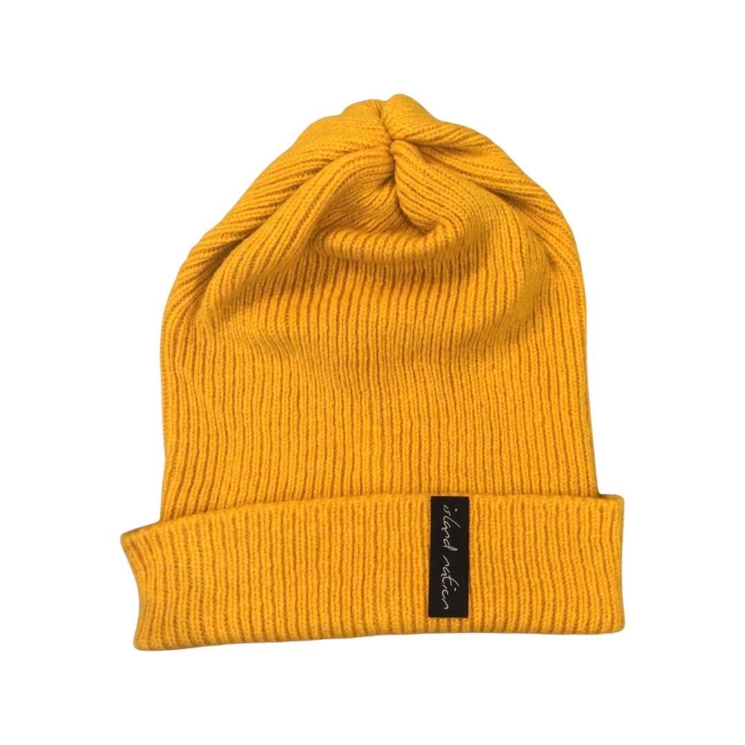 Mustard Woollen Beanie Hat.