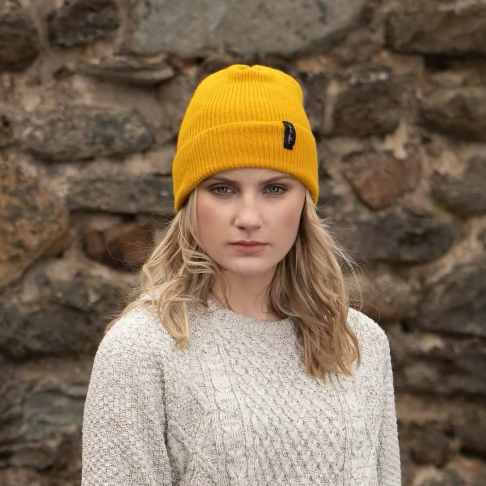 Mustard Woollen Beanie Hat.