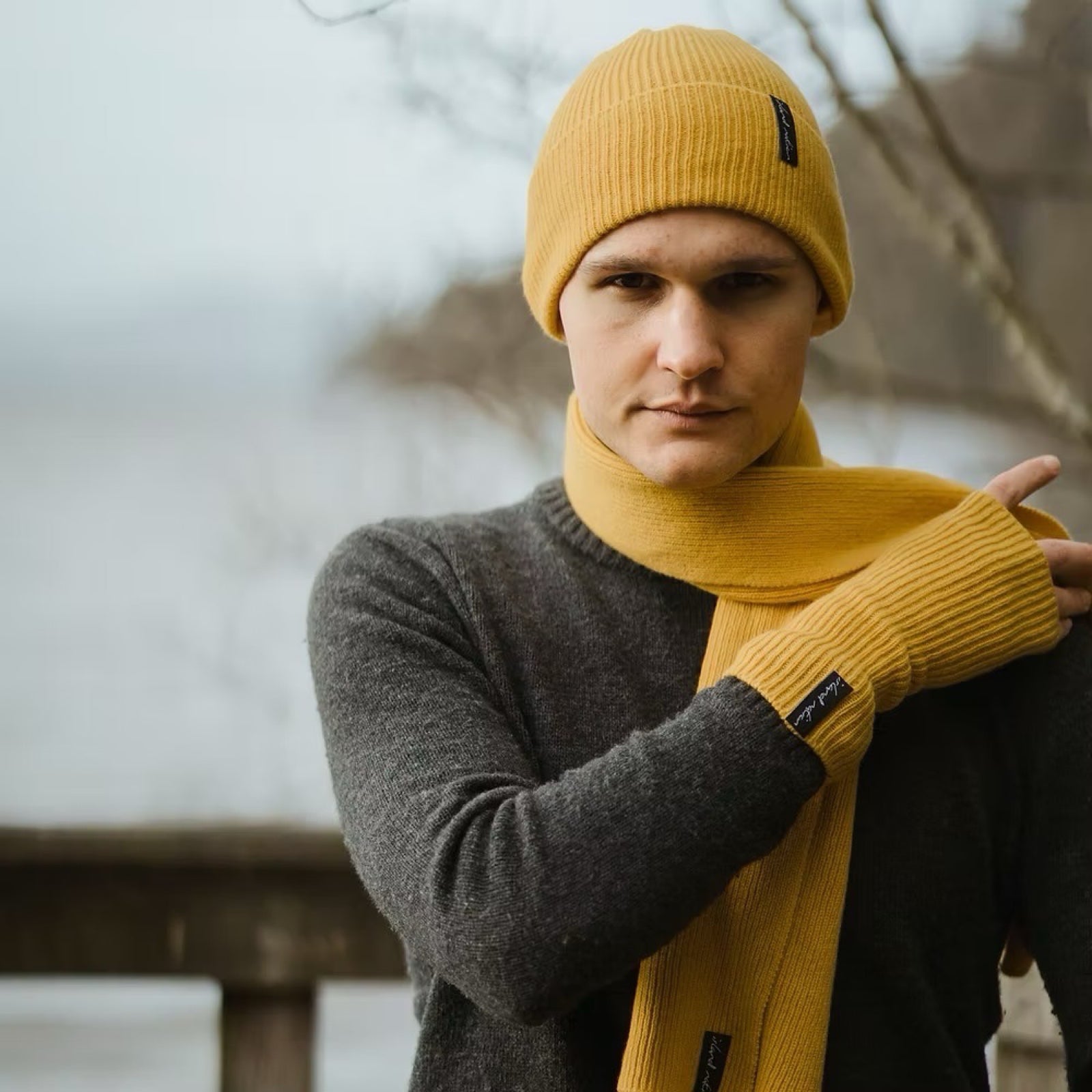 Mustard Woollen Beanie Hat.
