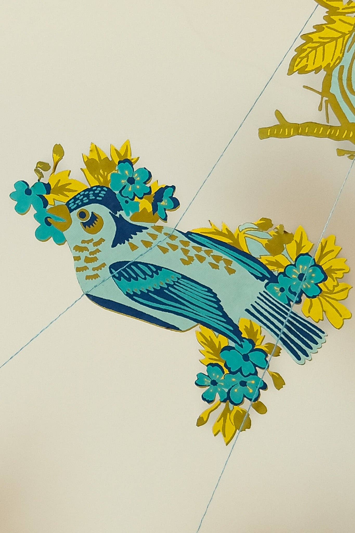 This beautiful nest garland features ten screen-printed bird nests full of speckled eggs, flowers and twigs.