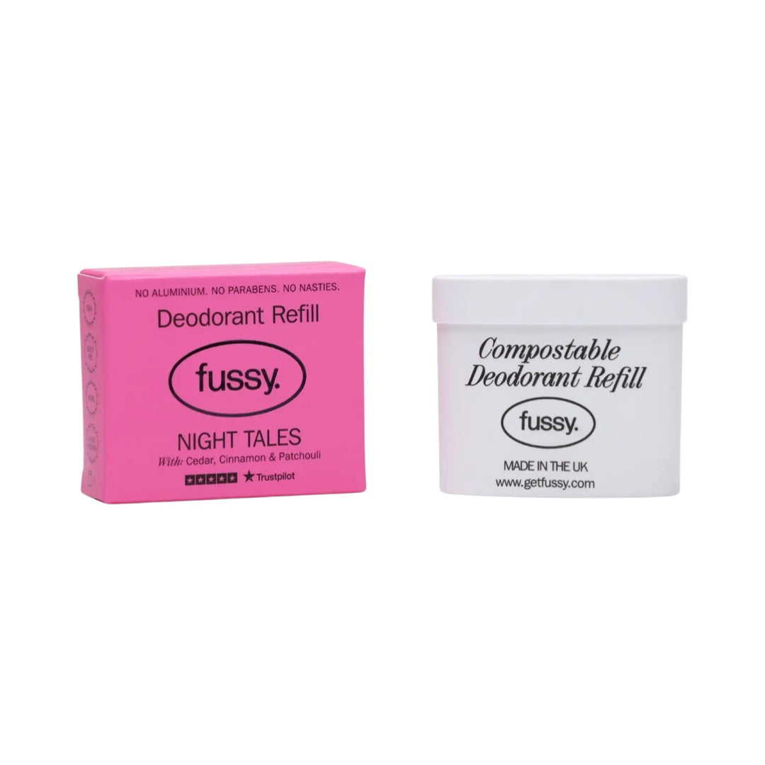 This 'night tails' natural deodorant refill has a woody floral scent of cedar, cinnamon and patchouli.