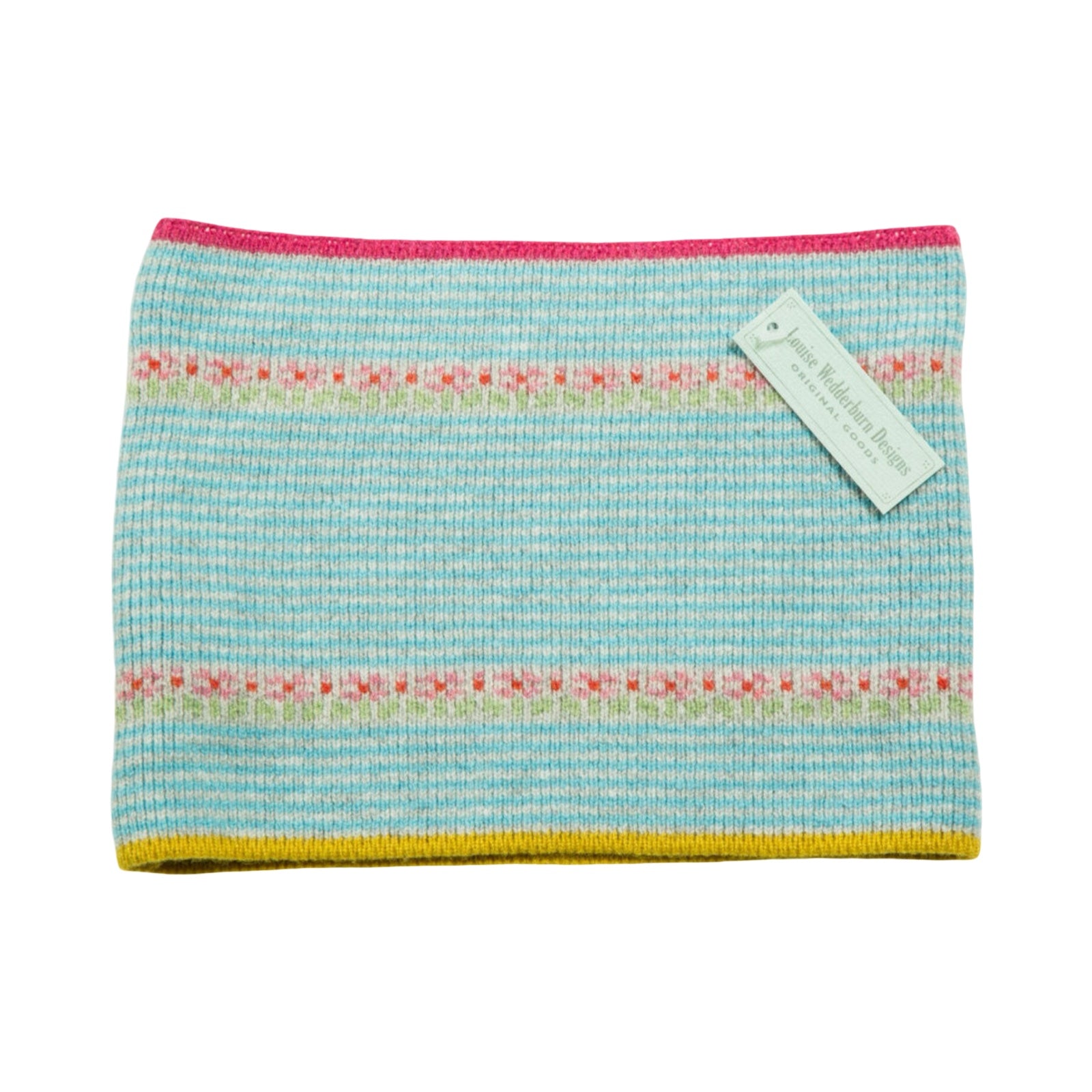 This turquoise striped soft and cosy snood will help to keep you cosy this winter.