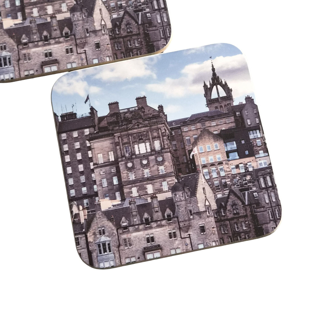 Coasters with architectural design on a white background