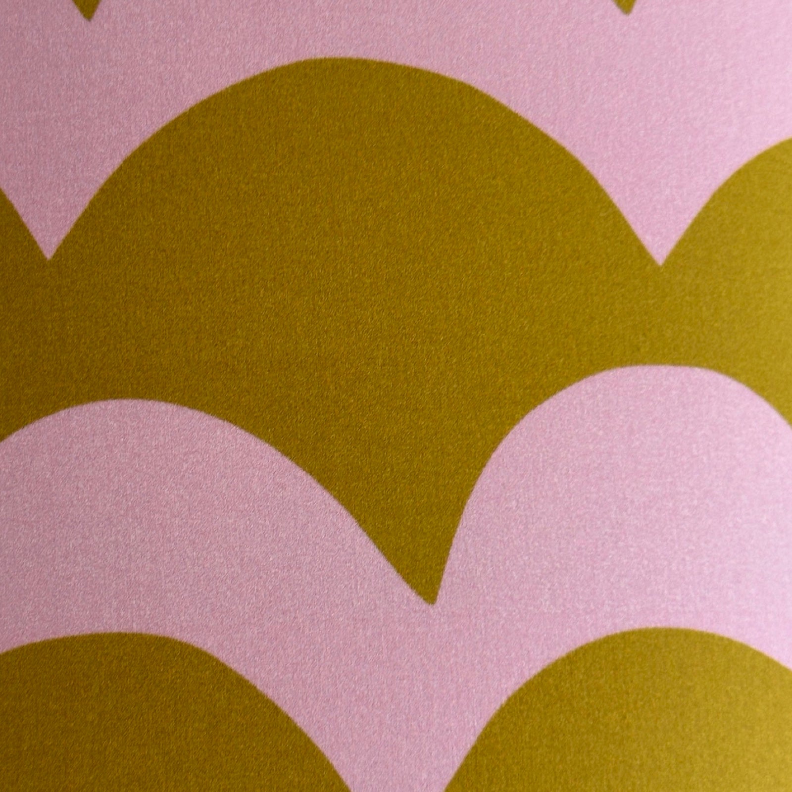 Olive and lilac cotton fabric with a wave design.